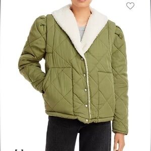New ▶️ BLANKNYC ◀️ Green quilted Sherpa Puff Sleeve Jacket